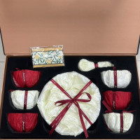 名凌餐具套装6碗6勺2盘--黑金--空中花园(含雪梨纸配饰)