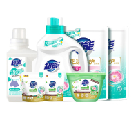 超能洗衣组合2800g:1kg洗衣液+500g洗衣液*2+活氧泡洗粉+悦色洗衣凝珠(3腔)+植沐悦色三合一洗衣凝珠