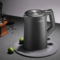 美的(Midea)电水壶双层防烫304不锈钢1.5升灰色 MK-15MS03