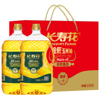 长寿花 压榨一级金胚玉米油2.5L×2桶 礼盒装 非转基因物理压榨