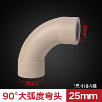 联塑PPR水管配件灰色PPR25大弧度弯头DN25等径弯头90度6分 (5个起拍)