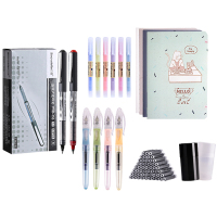 白雪文具 65件组合装DY-0927 (直液走珠笔*12+荧光笔*6+钢笔*4+墨囊*30+A5缝线本*12+笔筒*1)