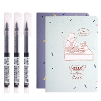 白雪文具10支速干子弹头直液式走珠笔+2本A5缝线本T15-23320