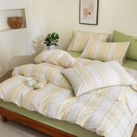 无印良品(MUJI)水洗色织全棉四件套--条纹之旅200*230cm