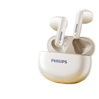 飞利浦蓝牙耳机真无线半入耳式运动跑步音乐耳麦降噪耳机TAT1199 米白