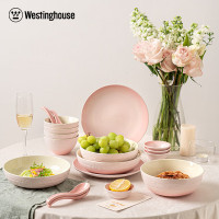 西屋(WESTINGHOUSE)美式陶瓷碗碟套装18件套 WCQS07 落樱粉