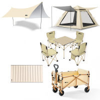 探险者山如故系列户外组合天幕加帐篷加一桌四椅加营地车带桌板