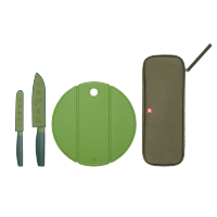 双立人 NOWS便携刀包4件套刀具套装多用刀面包刀菜刀砧板菜板户外露营 青柠绿 1029076