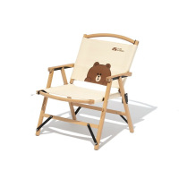 牧高笛(MOBIGARDEN)LINE FRIENDS联名 户外露营实木折叠椅 NX21665003 米白