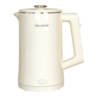 美菱(MeiLing)家用旅行烧水壶电热水壶MH-K79A双层防烫1.7L大容量米白色304不锈钢内胆水壶