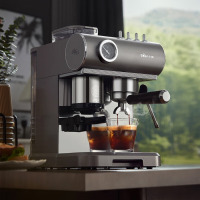 小熊(Bear)咖啡机 意式半自动家用机械舱咖啡机 萃取研磨一体机 现磨咖啡豆蒸汽奶泡 KFJ-L15M8