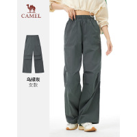 骆驼(CAMEL)女款梭织长裤A24CZ01776C乌绿灰L码