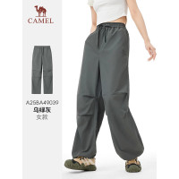 骆驼(CAMEL)女款梭织长裤A25BA49039乌绿灰2XL码