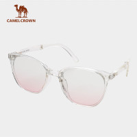骆驼(CAMEL)大框可折叠潮流太阳镜134BB09611透明框腮红片