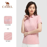 骆驼(CAMEL)女款短袖POLO衫V1S1VV930樱花粉4XL码