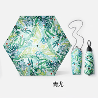 蕉下(BENEUNDER)防晒伞晴雨两用黑胶口袋碎花系列五折伞BM665(青尤)