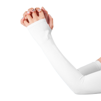 娇领冰感开车夏季防晒袖套[纯色款]白色 直筒款603十双装