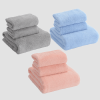 洁丽雅 珊瑚绒A类抗菌一浴两面三件套 灰 W2029毛巾*2+W2030浴巾*1