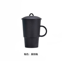 万仟堂(EDENUS)办公杯 陶瓷 大容量办咖啡杯 黑铁釉 350ml