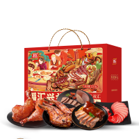 双汇-福汇兴礼熟食礼盒1210g内配双汇香卤鸡琵琶腿220g 双汇香辣烤鸭腿240g 双汇香卤猪肝250g 双汇香卤猪头