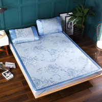 北极鹿花韵冰丝席-蓝L-24121 180*200cm
