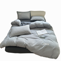 圣夫妮加厚磨毛水洗棉轻奢刺绣四件套-灰深灰SFN-116 床单*1 被套*1 枕套*2