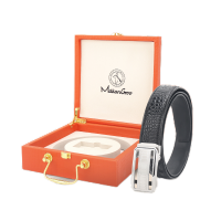 美都袋鼠(MDKANGROO)盒装鳄鱼皮男士自动扣皮带MDE317AM319-DA-M5 120cm