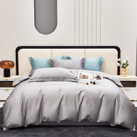 红蜻蜓 100支长绒棉贡缎四件套-太空灰HQT-1031 被套200*230cm 床单245*250cm