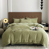 红秀世纺四件套防静电德绒四件套 复古绿HX2308-T001