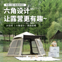 何大屋传奇小镇六角黑胶帐篷 HDW1516