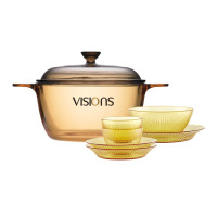 康宁晶彩生活7件组(晶彩双耳锅1.5L+晶尊2小碗1大碗2小盘1大盘)VS-ZH07B150C/KZ