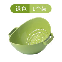 茶花(CHAHUA) 加厚洗水果盆厨房洗菜篮 双立筛黄色绿色紫色尺寸:28x24x18.8
