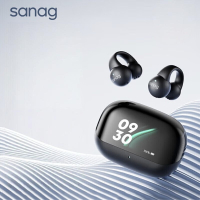 sanag带屏幕无线蓝牙耳夹式耳机S-S2pro-耳机-黑色
