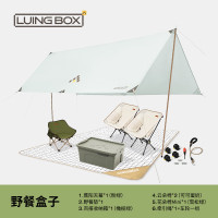 LUINGBOX露营盒子天幕+野餐垫+收纳箱+云朵椅+花朵椅Mini+牵引绳 野餐盒子橄榄绿款