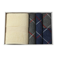 景福莱 精选好棉不易掉毛 舒适浴巾 快速吸水洁净柔顺面部 彩格5件套