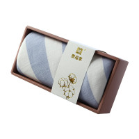 景福莱 柔软吸汗透气 全棉条纹纱布毛巾 豆沙透明盒8 34cm*74cm