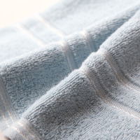 景福莱 吸水力强柔软洁面 透气爽肤 全棉素雅毛巾2条装 蓝色透明盒1