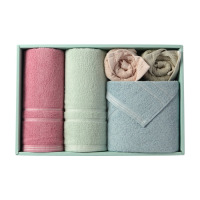 景福莱 吸水力强柔软洁面 透气亲肤 毛巾方巾素雅5件套