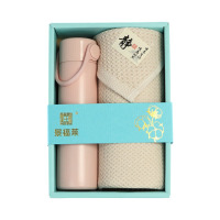 景福莱 吸水力强柔软洁面 杯子+蜂巢毛巾两件套 蓝色透明盒8