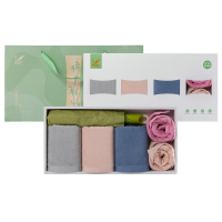 爱竹人竹韵中礼盒D5(竹纤维简雅毛巾*3+竹纤维简雅方巾*2+挂钩雨伞*1)