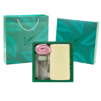 爱竹人毛巾礼盒绿竹套装LZ20(条缎浴巾*1+纱布方巾*1+220ML玻璃杯*1)