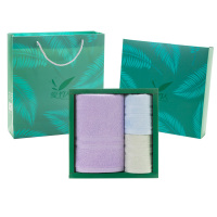爱竹人毛巾礼盒绿竹套装LZ4(竹纤维条缎浴巾*1+竹纤维美容毛巾*2)