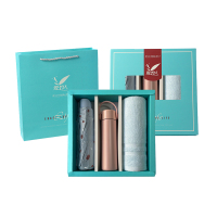 爱竹人蓝色小礼盒3(雨伞*1+保温杯*1+竹纤维条缎毛巾*1)