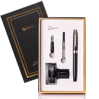 毕加索 PS-717亮黑金夹铱金笔/财务笔头小墨水礼盒