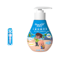 牙博士 防蛀固齿牙膏套装 克蕾欧泵式牙膏(哈密瓜味)+儿童乐护牙刷