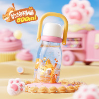 物生物铃铛猫咪社区三饮随手杯800ml JV012515-0800-YS豹抱猫猫(黄)