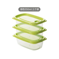 茶花(CHAHUA)贝格微波保鲜盒550ML*3*绿色000003 10.5*16.9*5.65cm