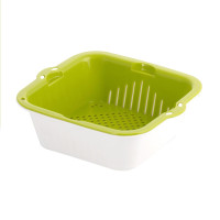 茶花(CHAHUA) 塑料果蔬篮洗菜篮 时尚滤水筛(中号)绿色1161尺寸:25*23*8.5cm