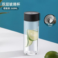 茶花(CHAHUA) 欧铂兹*双层玻璃杯260ml 黑色051004 尺寸:7.1*6.5*17.2cm