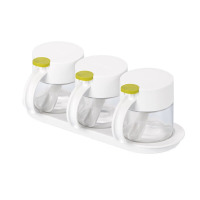 茶花(CHAHUA) 圆点三组玻璃调味瓶300ml*3 白色+绿色008001 尺寸:28.8*12.3*10.4cm